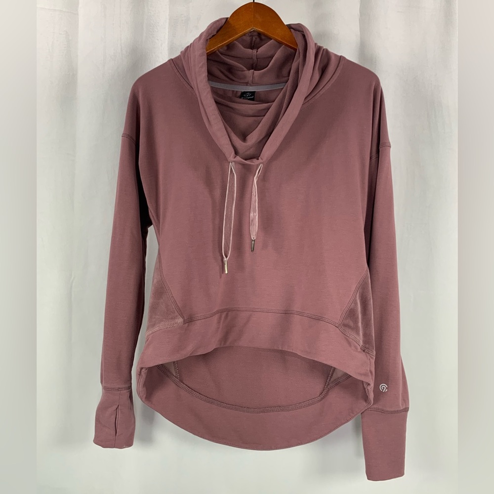 Champion Soft Cowl Neck Pullover High Low Mauve Sweatshirt Velvet Details Size S